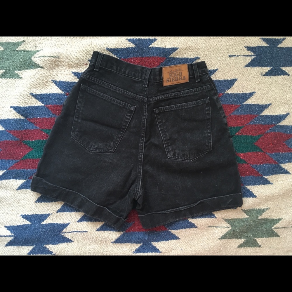 Vintage high waisted black denim shorts